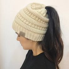 Load image into Gallery viewer, Winter Warm Ponytail Beanie