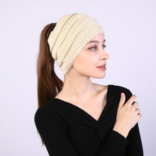 Load image into Gallery viewer, Large Opening Winter Knitted Ponytail Beanie