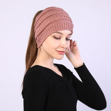 Load image into Gallery viewer, Large Opening Winter Knitted Ponytail Beanie
